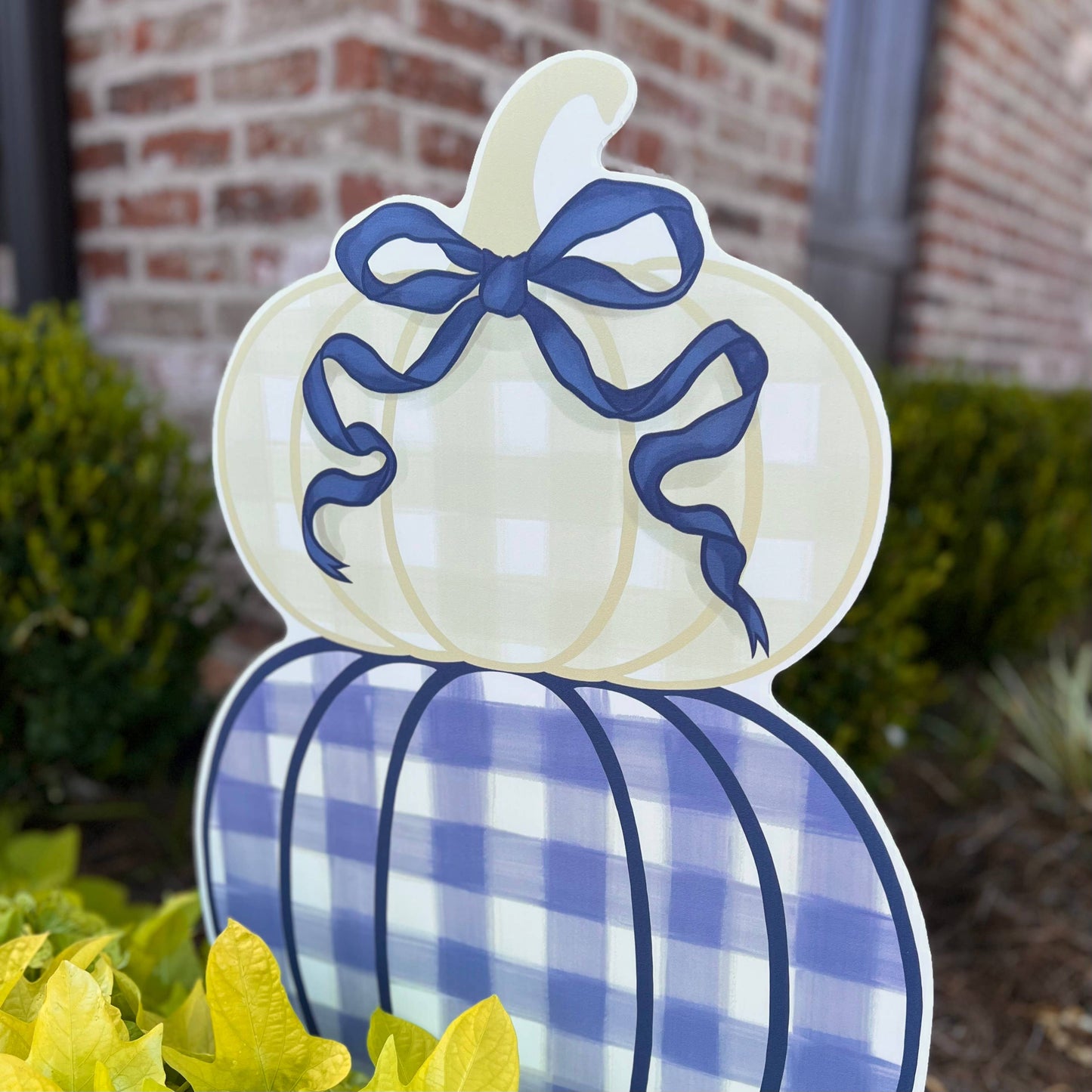 Navy Stacked Pumpkin Duo Garden Stake