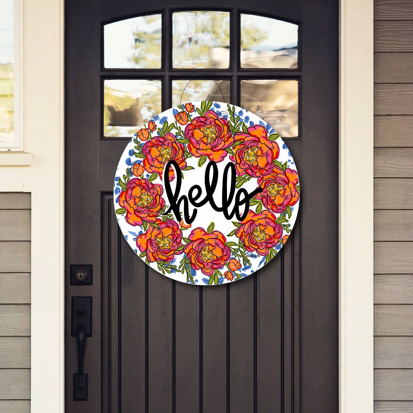 Hello Peony Wreath Door Hanger