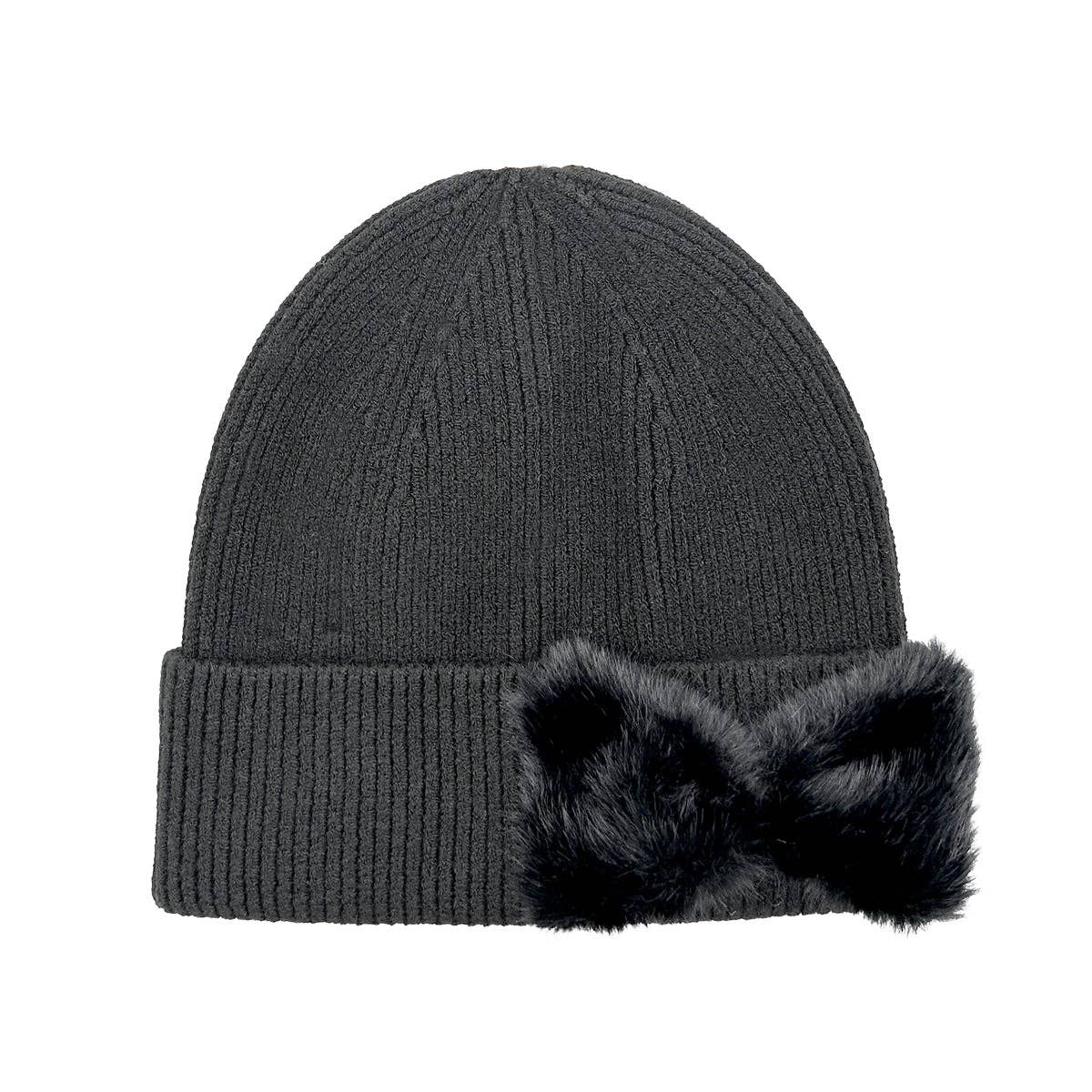 Faux Fur Ribbon C.C Beanie