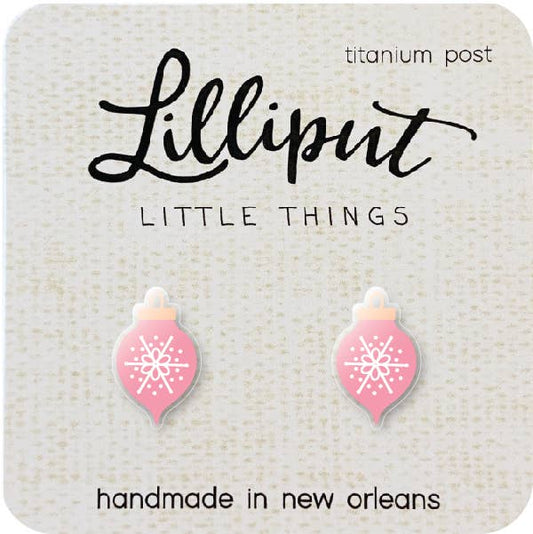 Lilliput Pink Christmas Ornament Earrings