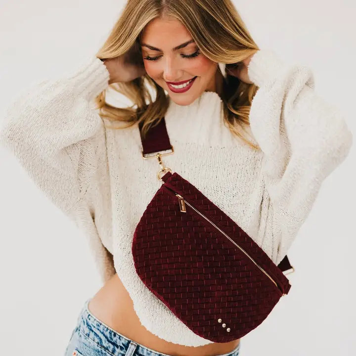 Pretty Simple Westlyn Woven Suede Crossbody Bum Bag