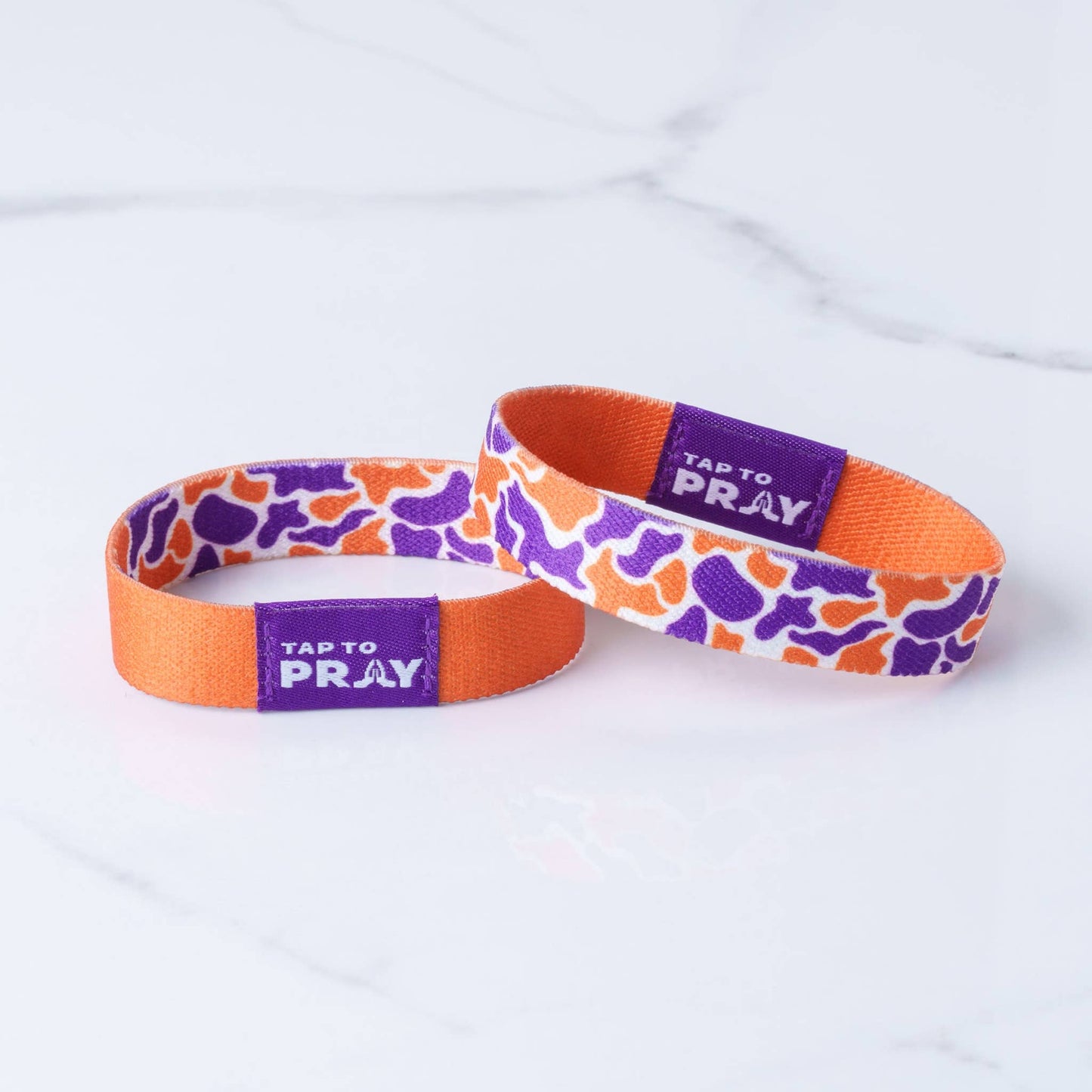 Versible Tap To Pray Wristbands - Team Camo - Orange & Purple