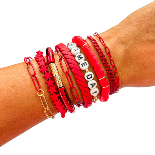 Red Game Day Bracelets &  Necklaces