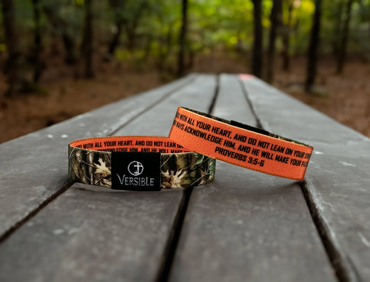 Forest Camo Versible / Proverbs 3:5-6 Wristband