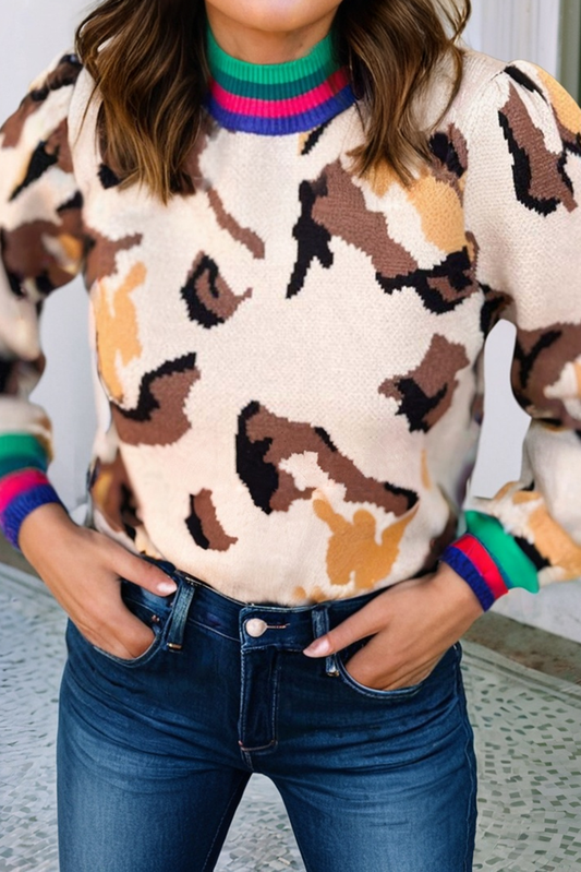 Bold Leopard Print Knit Sweater