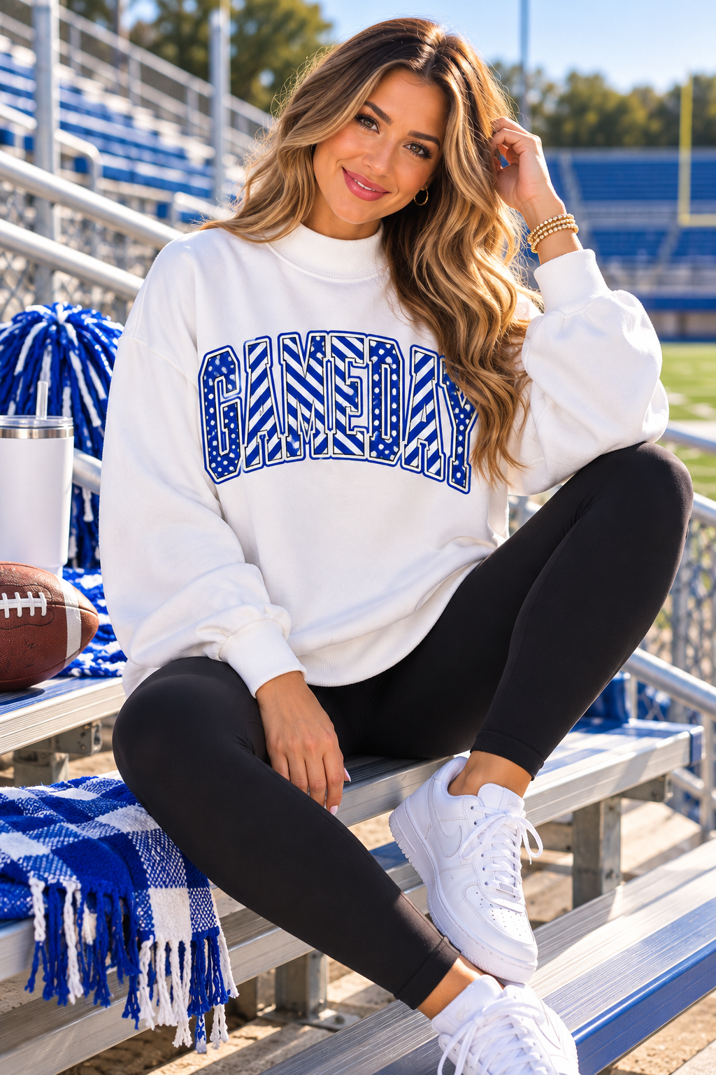 Gameday Mixed Pattern Mock Neck Sweatshirt