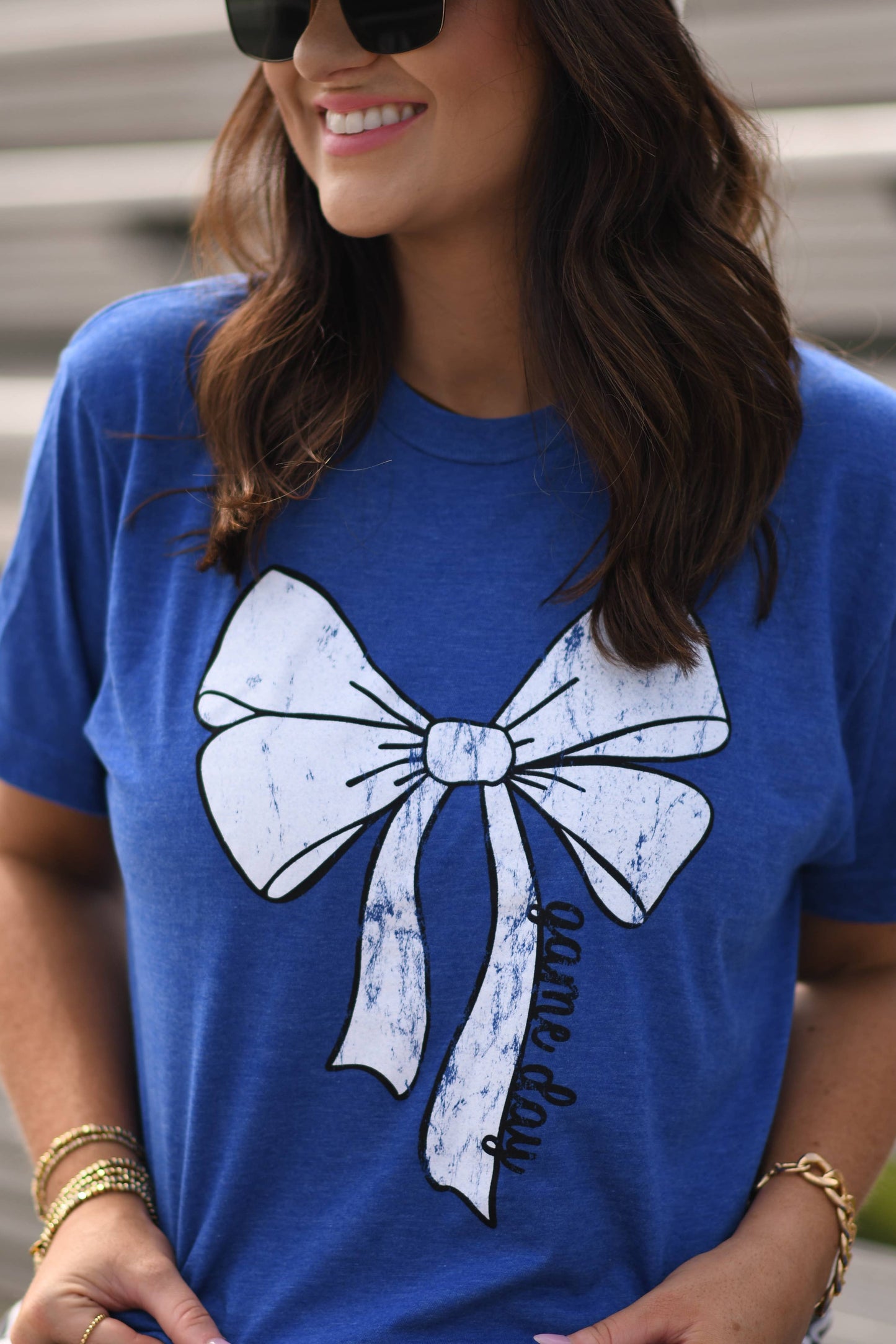 Blue Game Day Bow Tee