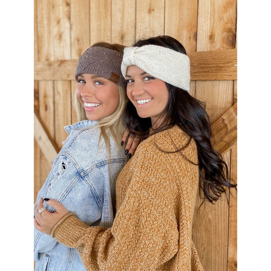 Sequin Brioche Cable Knit C.C Fashion Headband