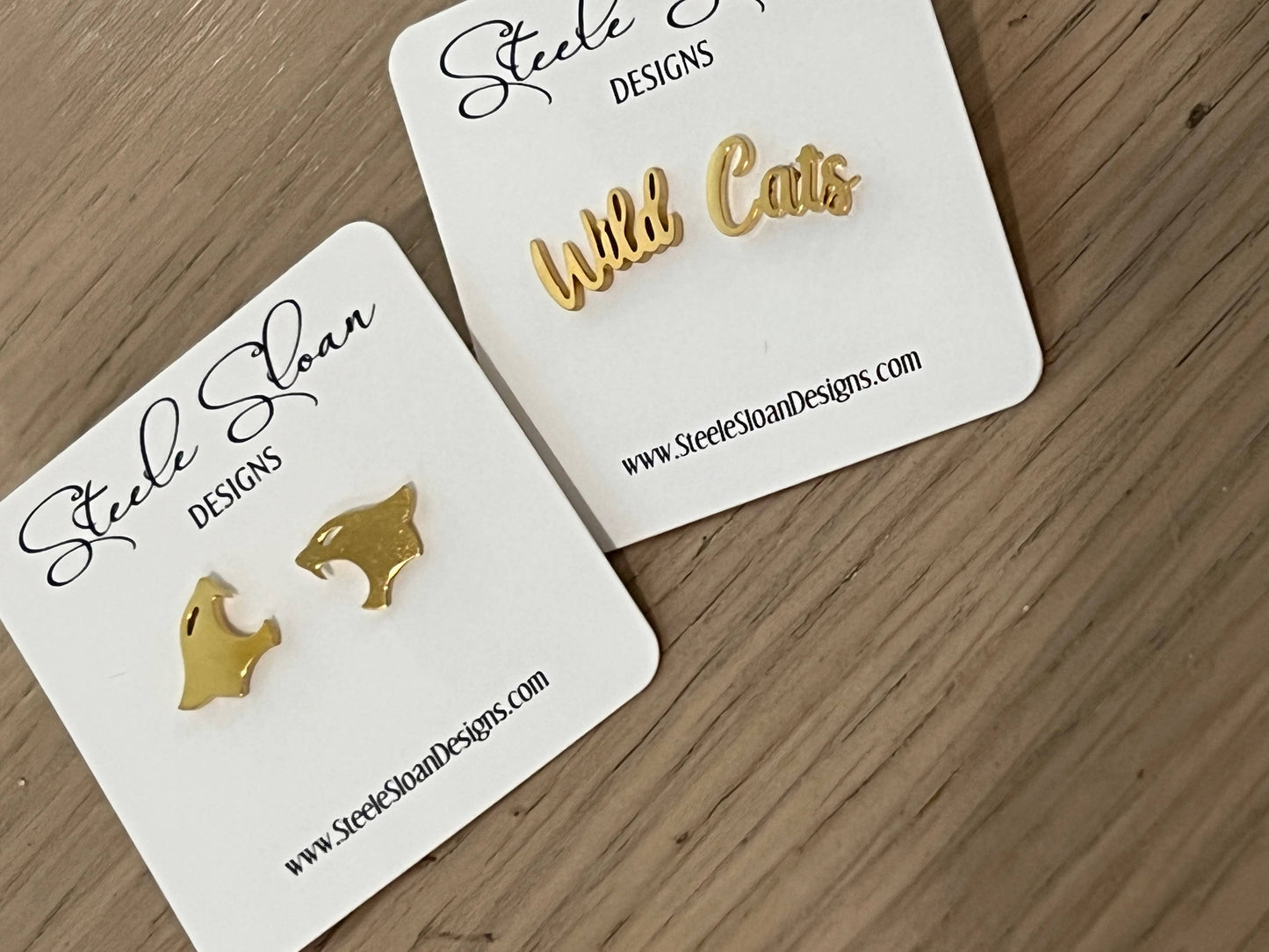 Wild Cat Gold Stud Earrings