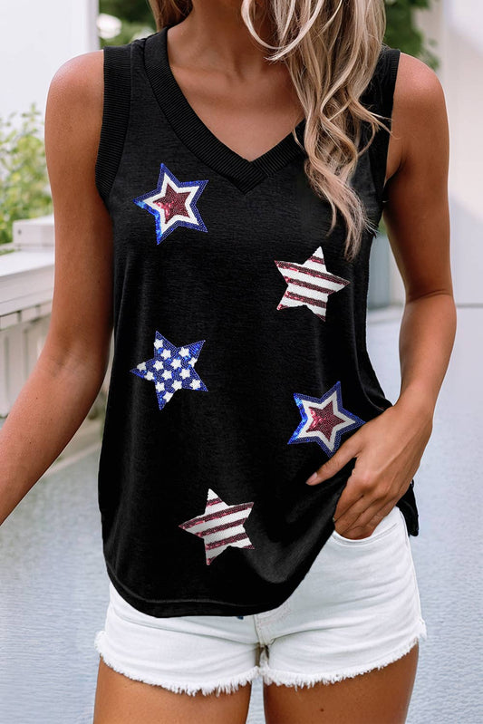 Patriotic Sequin Star Tank Top