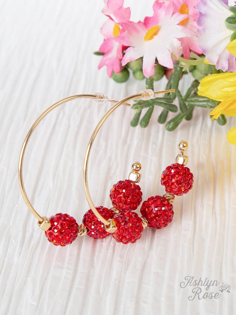 Grace + Emma Firework Beaded Hoop Earrings – Ruby Red