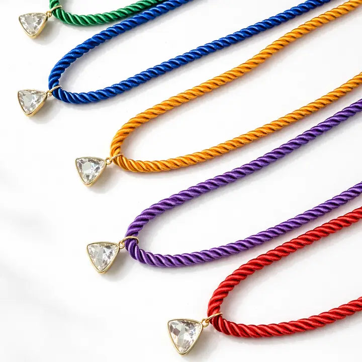 Twisted Cord Charm Necklace – Colorful Braided Statement Necklace