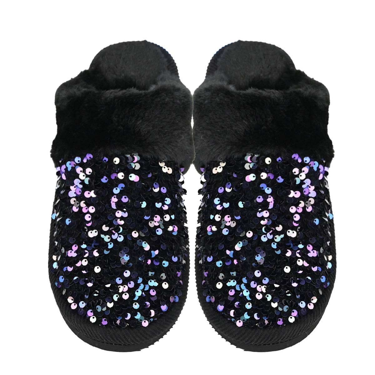 Sequin Faux Fur C.C Slippers