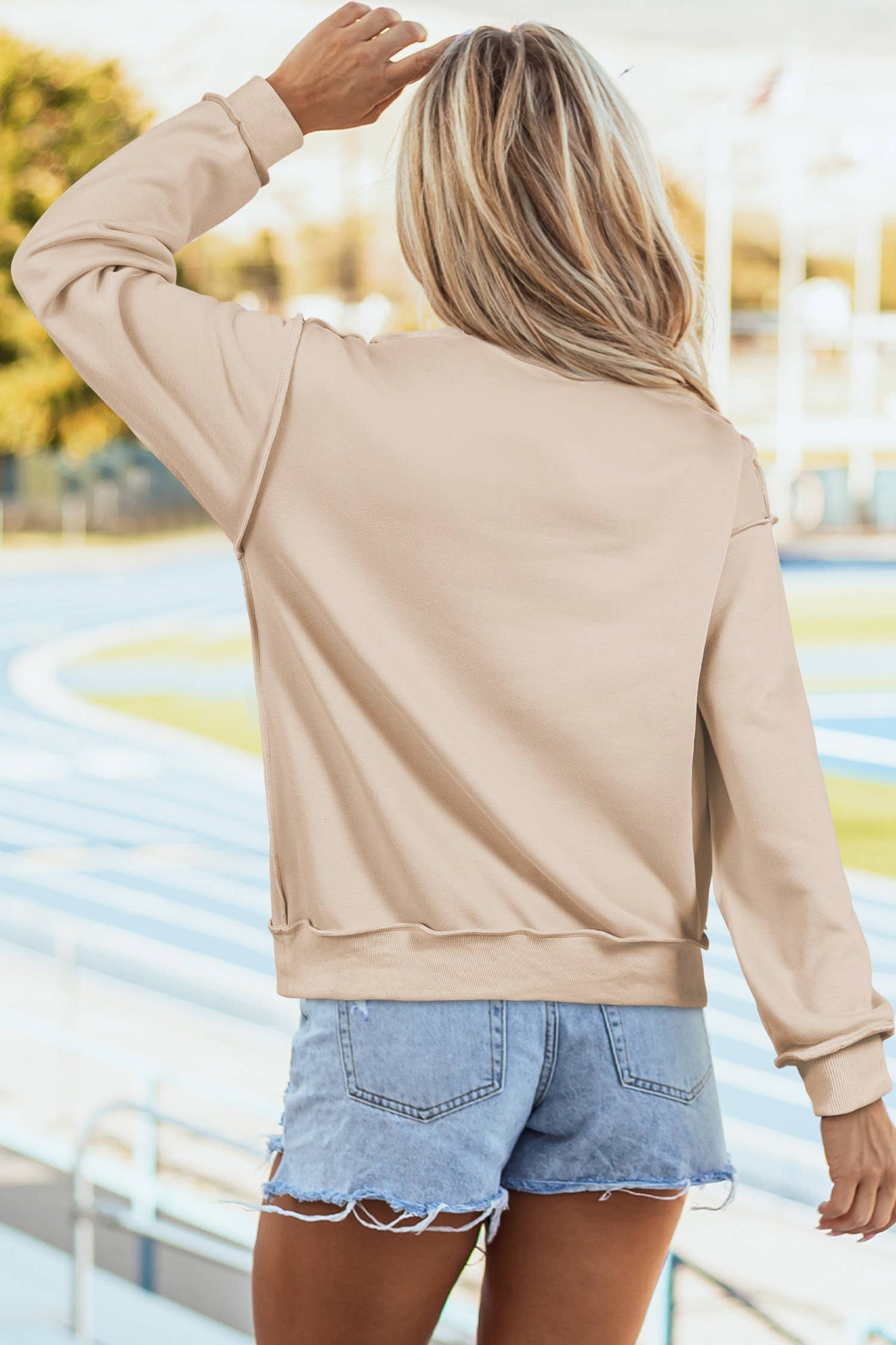 Oversize Reversible Mock Neck Sweatshirt