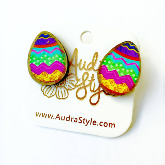 Easter Egg Stud - Colorful Spring Summer, Easter Earring