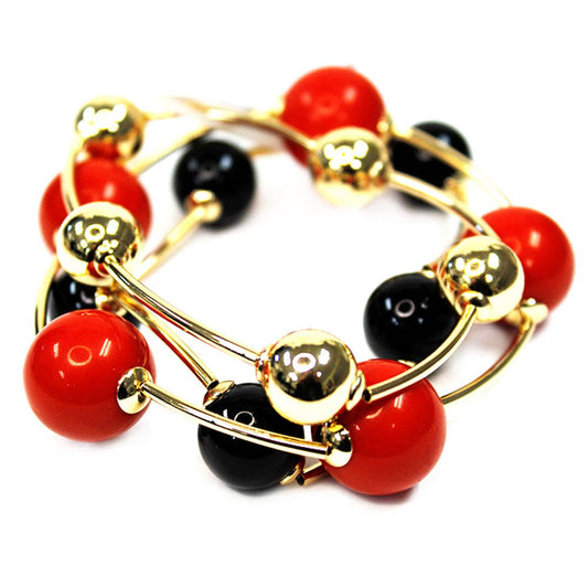 Red, Black & Gold Game Day Bracelet Set