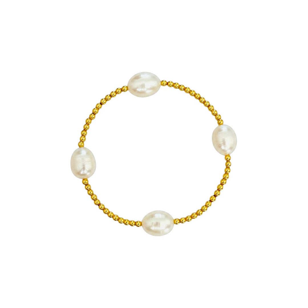 Louisa Pearl & Gold Beaded Bracelet