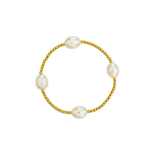 Louisa Pearl & Gold Beaded Bracelet