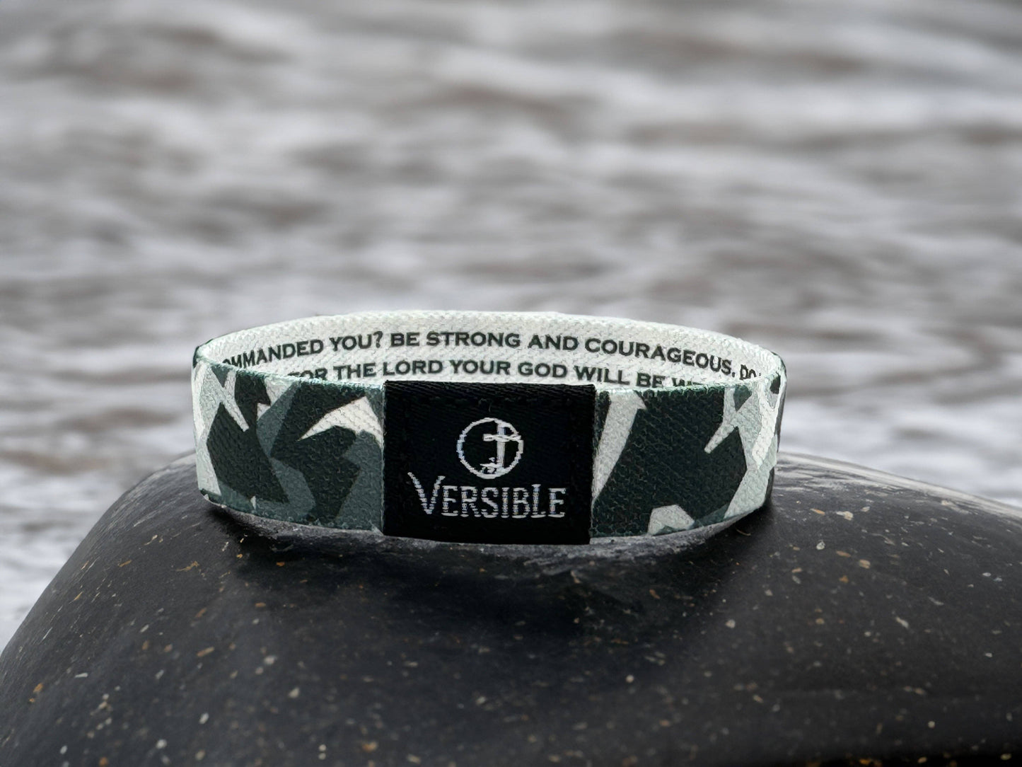 Stone Camo Versible / Joshua 1:9 Wristband