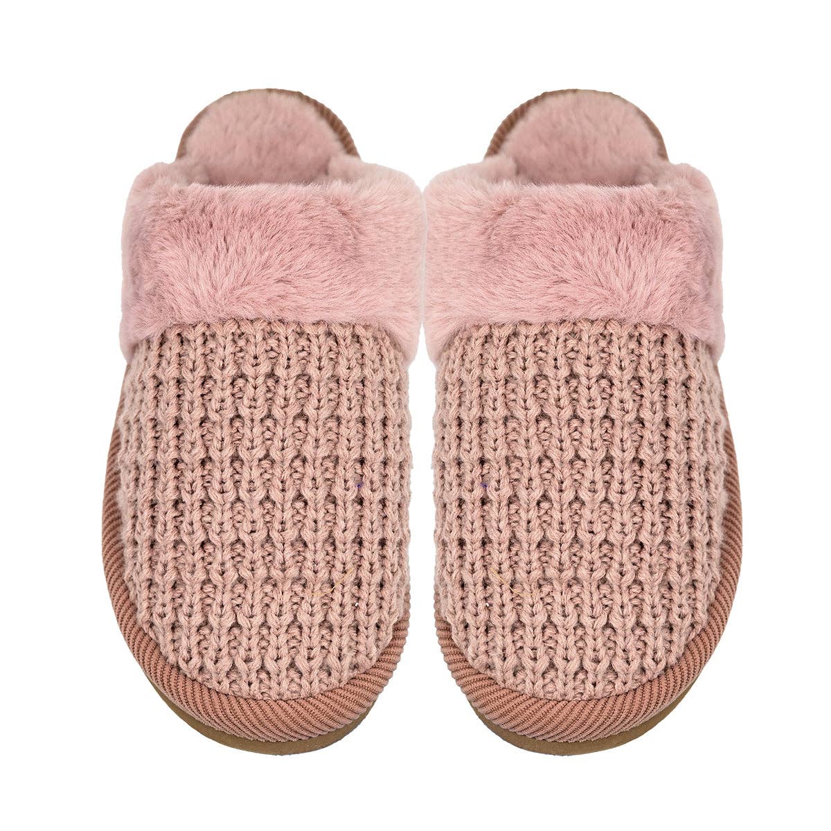 Waffle Knit Faux Fur C.C Slippers