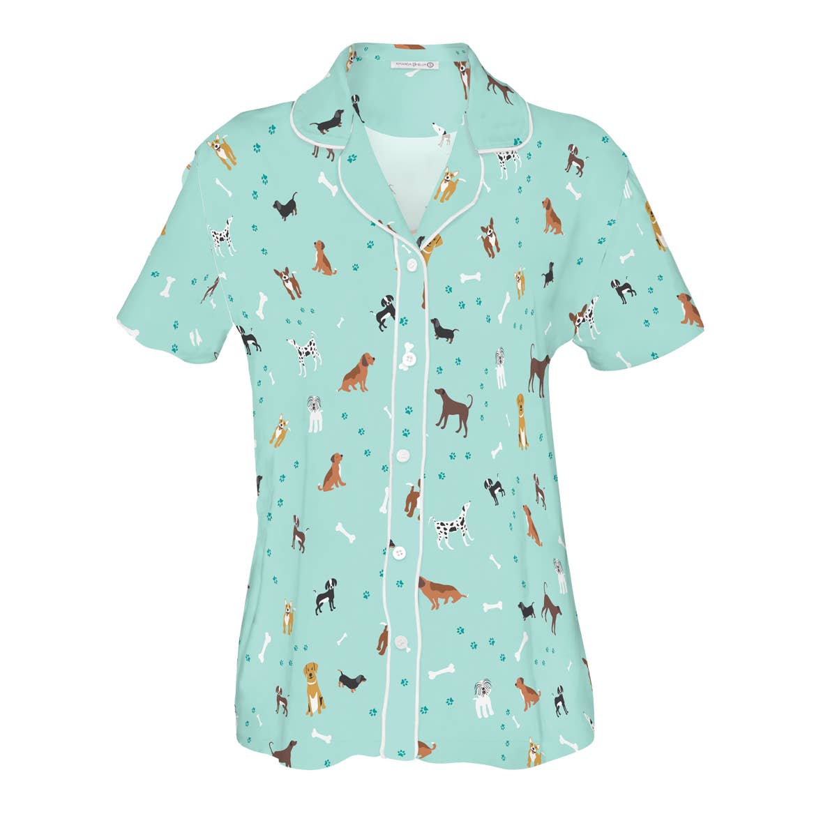 Bark At The Park Pajama Top | Blue Puppy Dog PJs