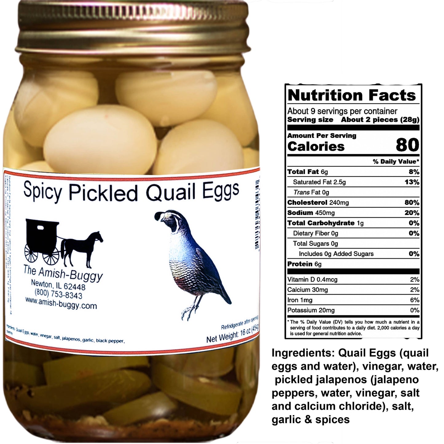 Amish Pickled Vegetables & Eggs 16 oz. Jar