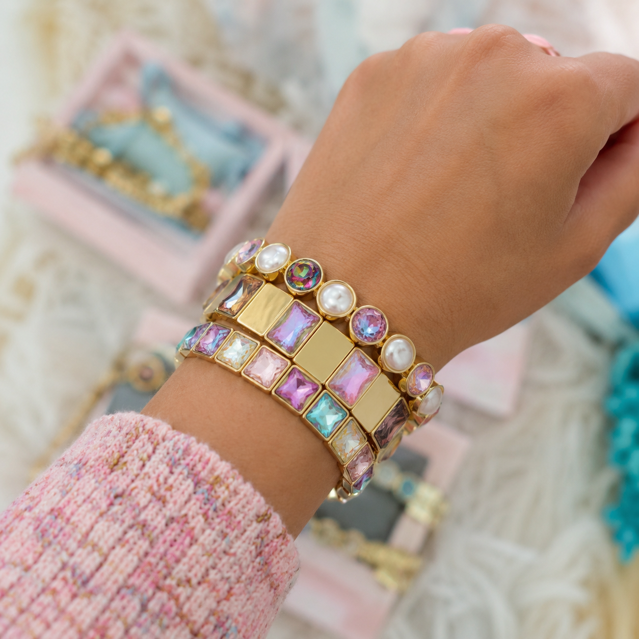Treasure Jewels Glam Sparkle Bracelet Stack