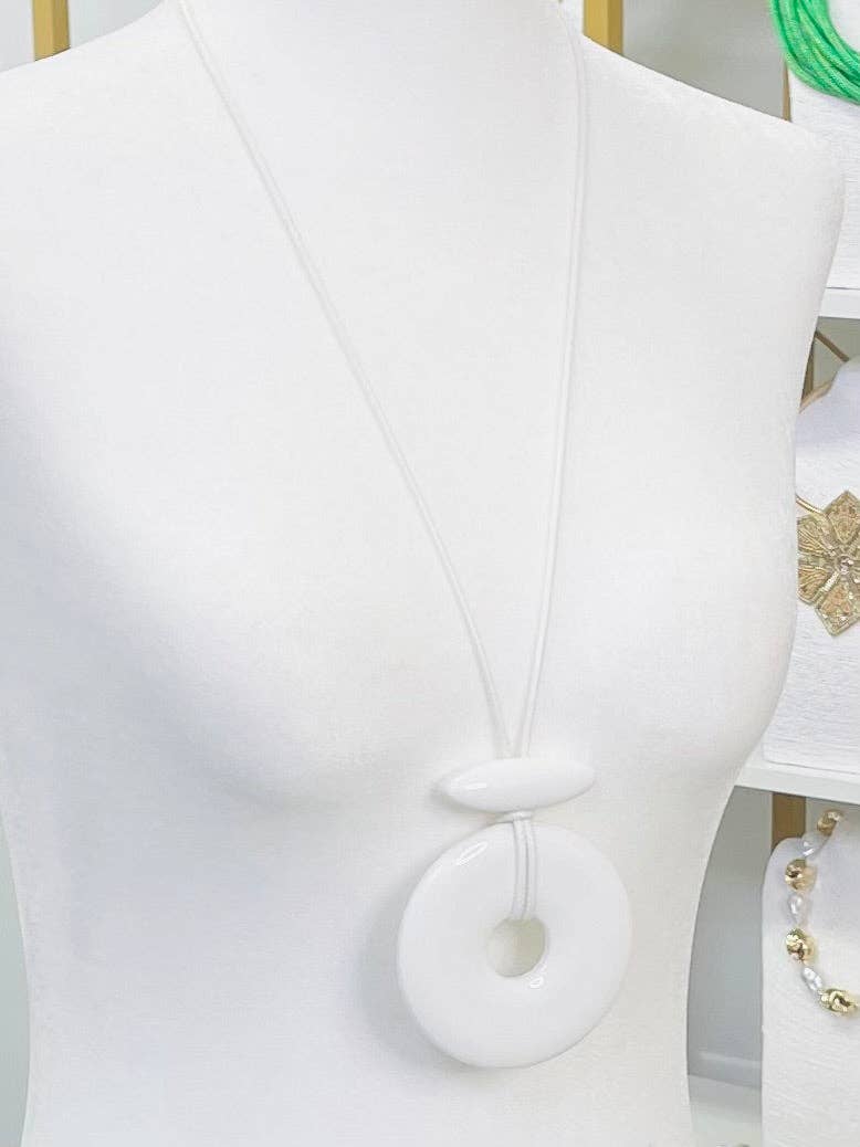 White Pendants on Long Cord | Adjustable 30" Necklace