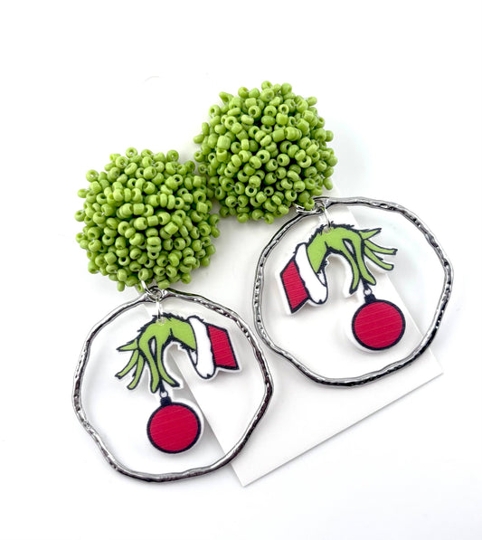 Grinch Hand Christmas Earrings