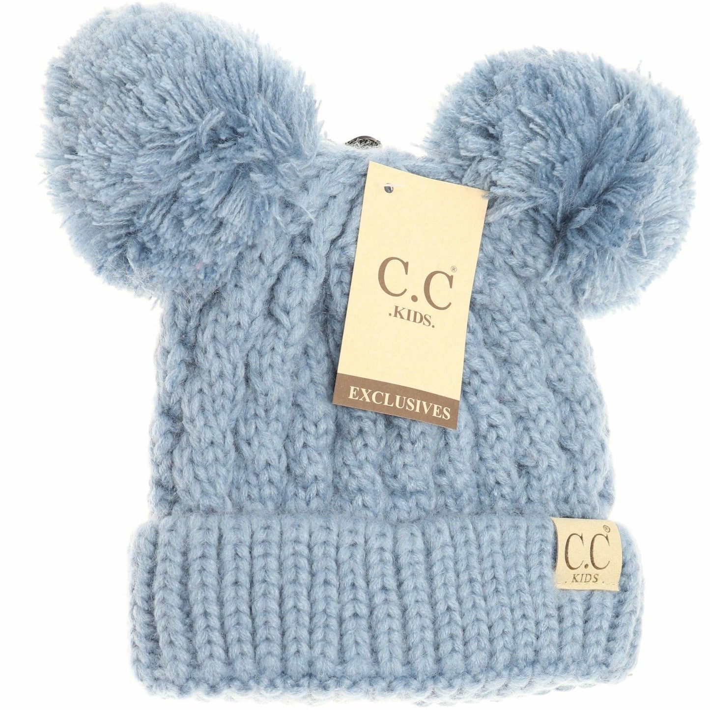 Kids Solid Double Pom CC Beanies