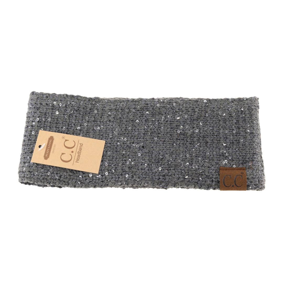 Fuzzy Lined Scatter Sequin Fashion Headband for Women