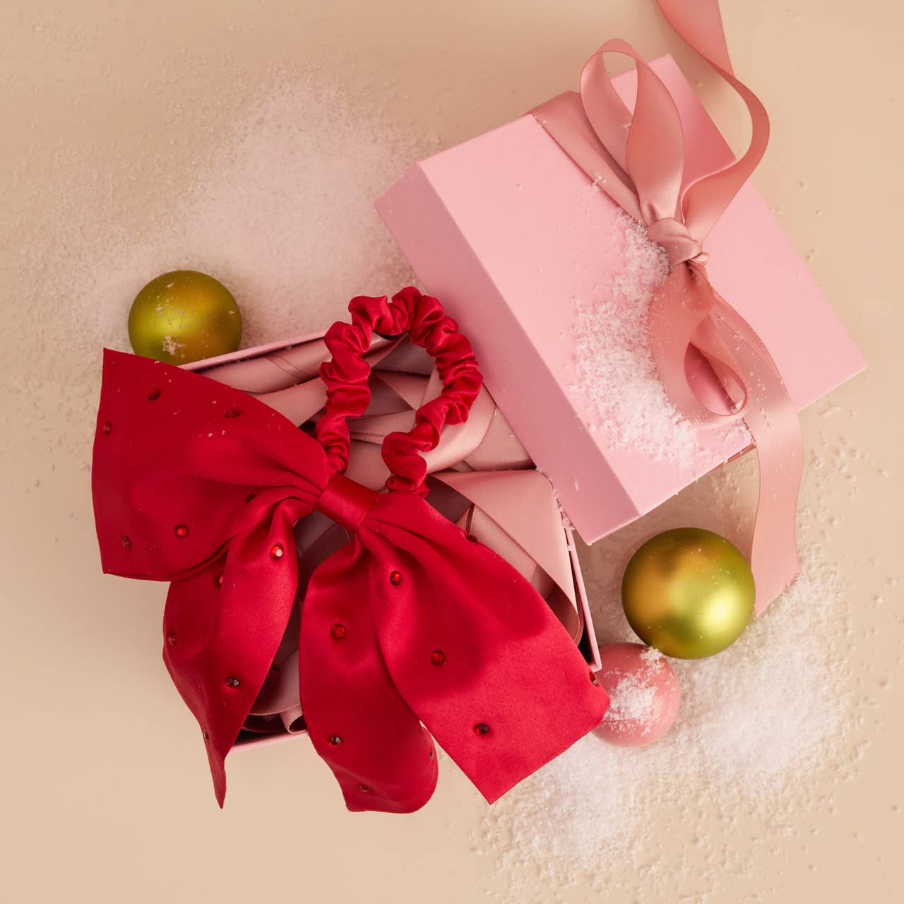 Kitsch Holiday Satin & Rhinestone Bow Scrunchie