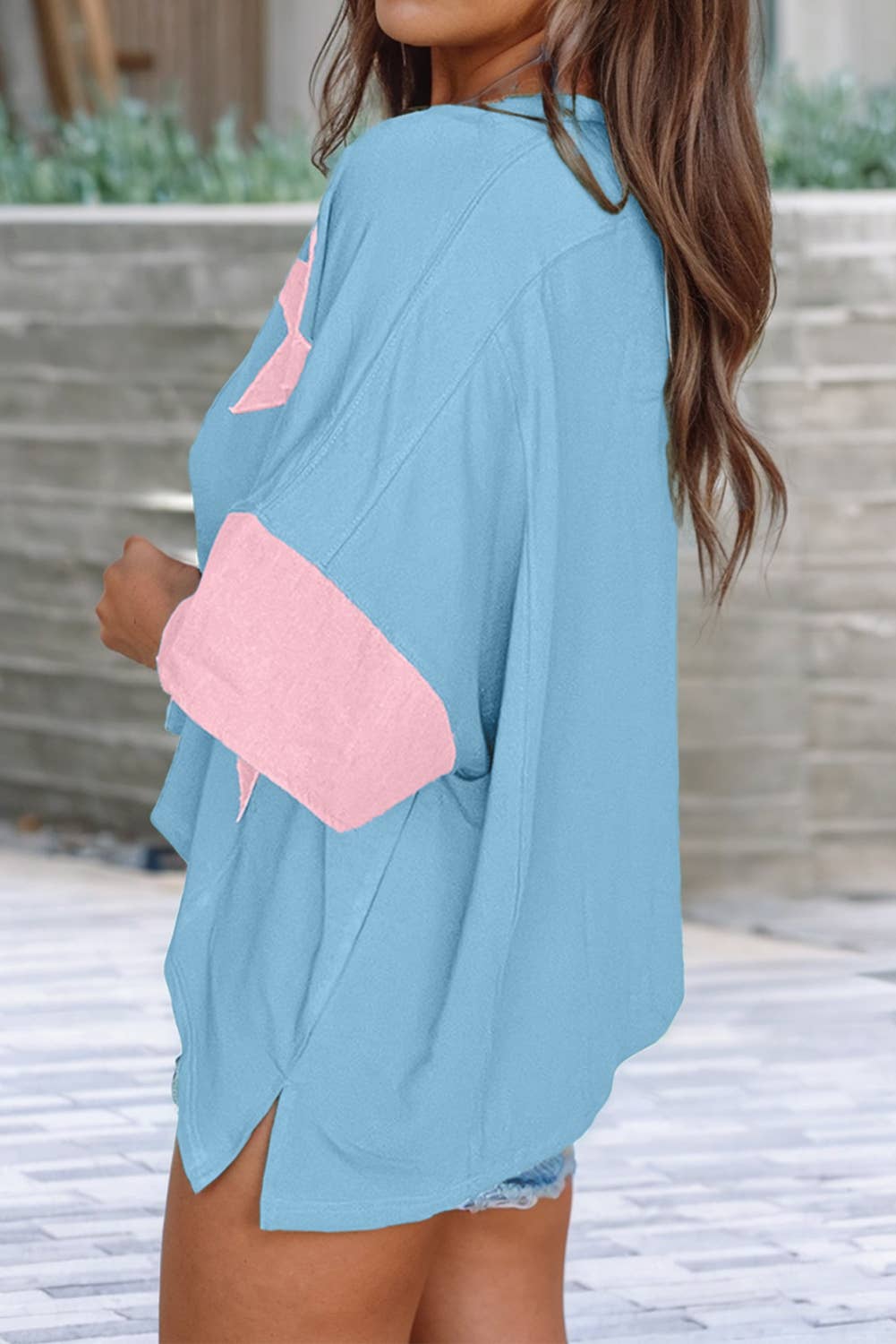 Frayed Star Patchwork Oversize Tee