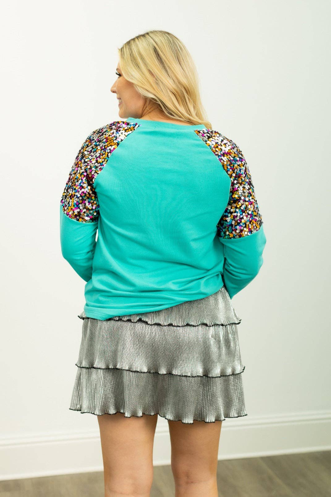 Sequin Merry Turquoise Sweatshirt