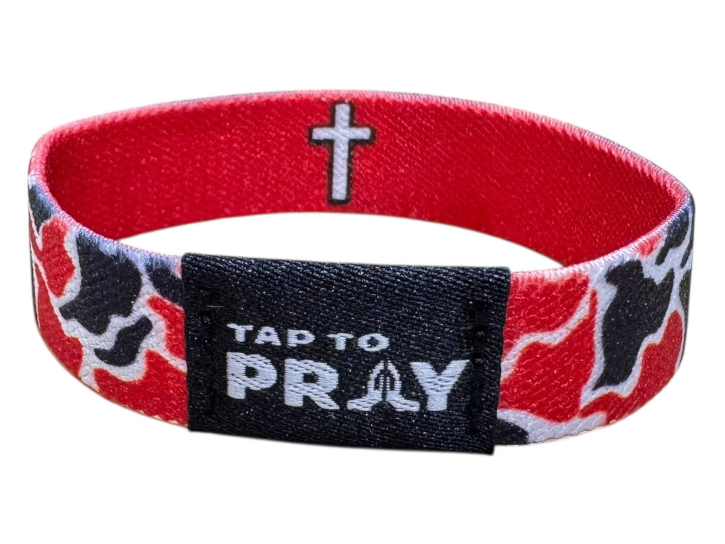 Versible Tap To Pray Wristband-Red & Black Team Camo