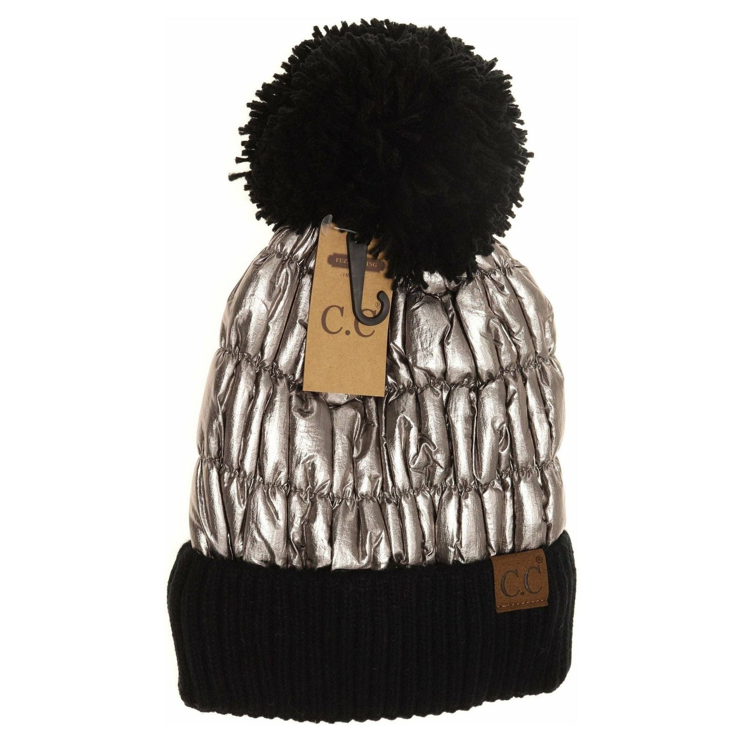 C.C Metallic Knit Pom Beanie