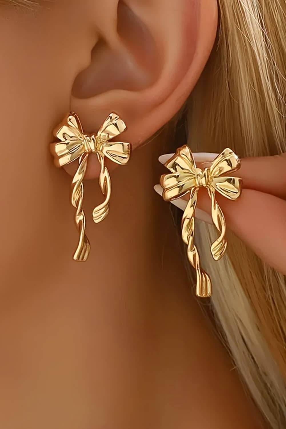 Bow Knot Plated Alloy Stud Earrings