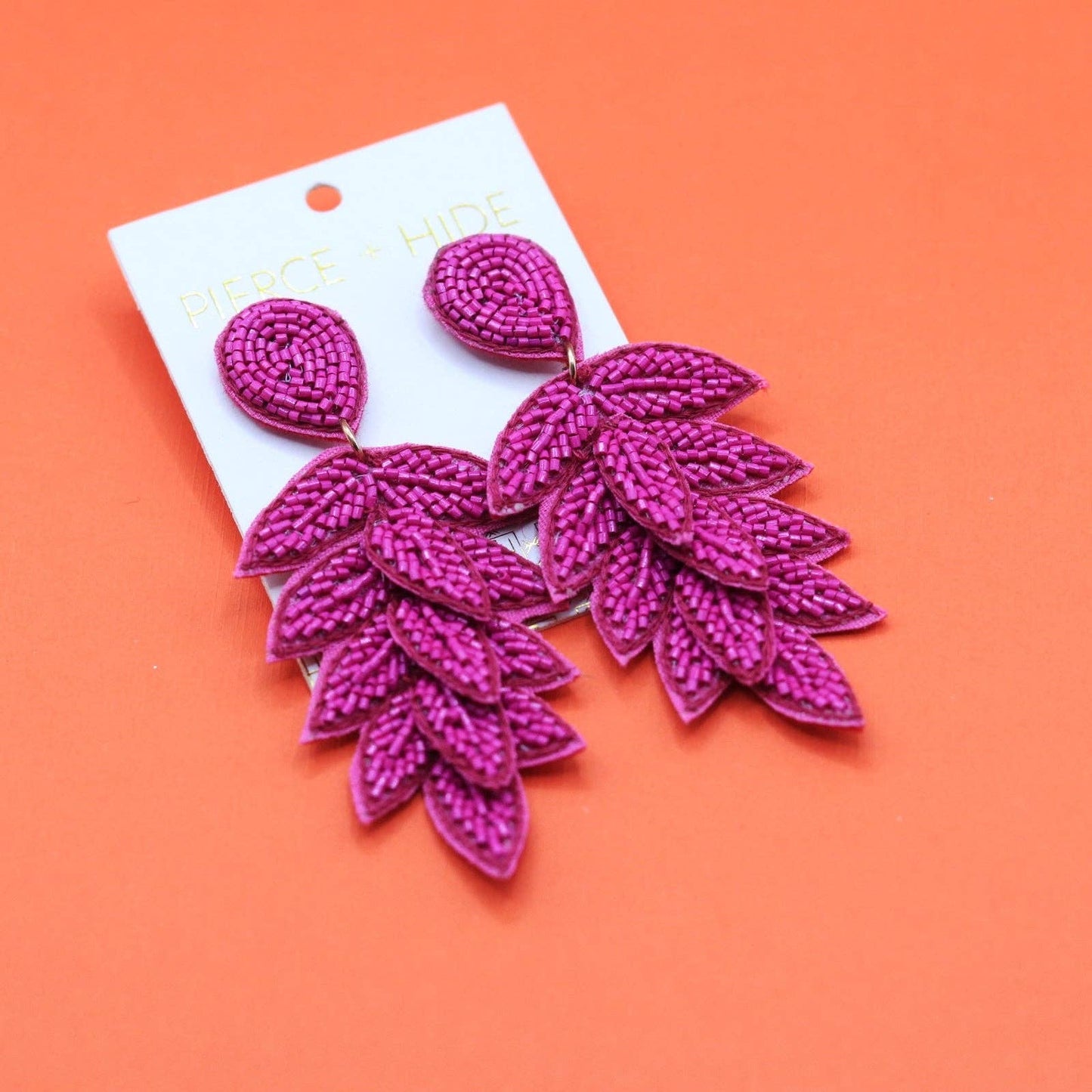 Pink Tiered Leaf Earring