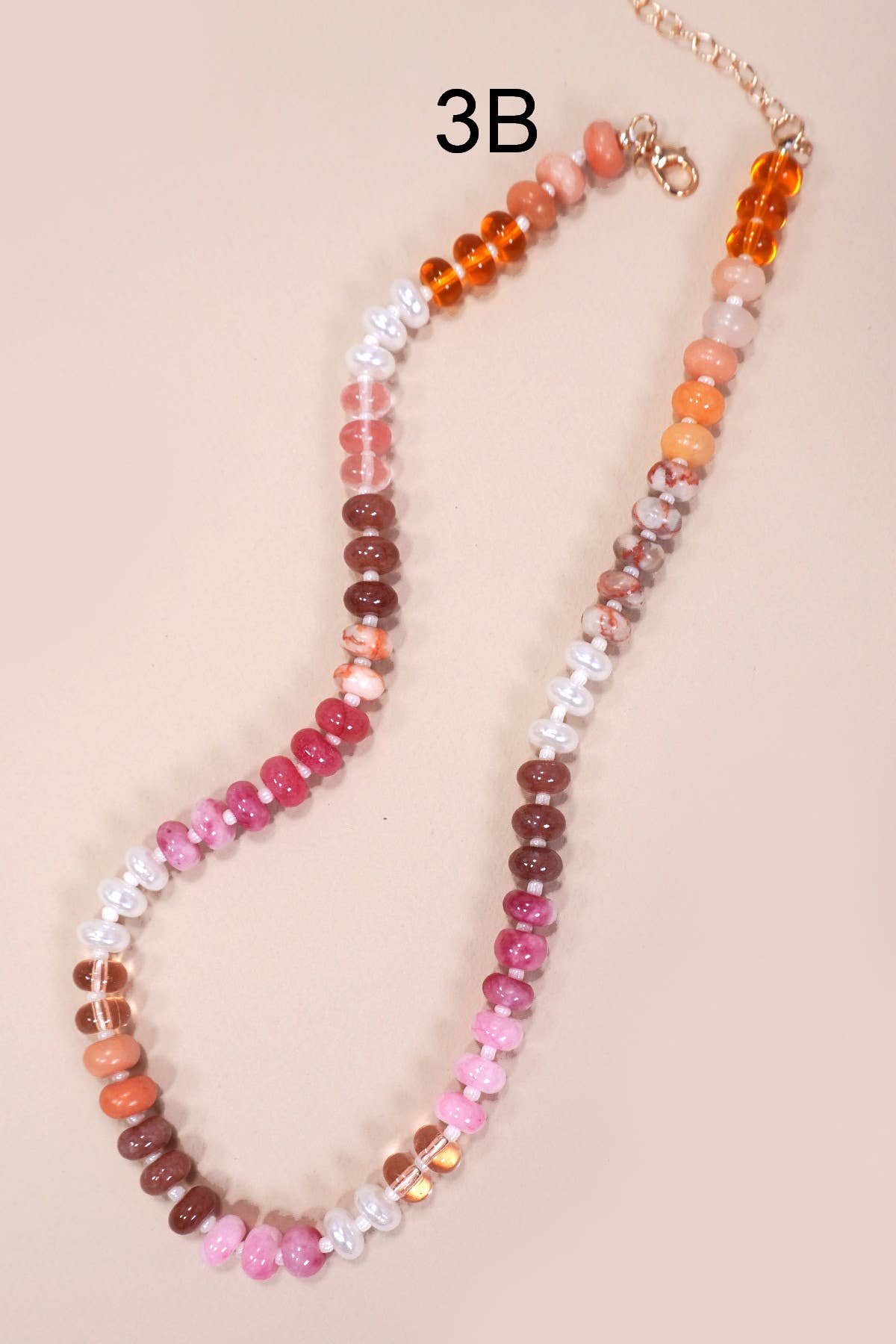 Natural Agate Glass Semi Precious Bead Necklace
