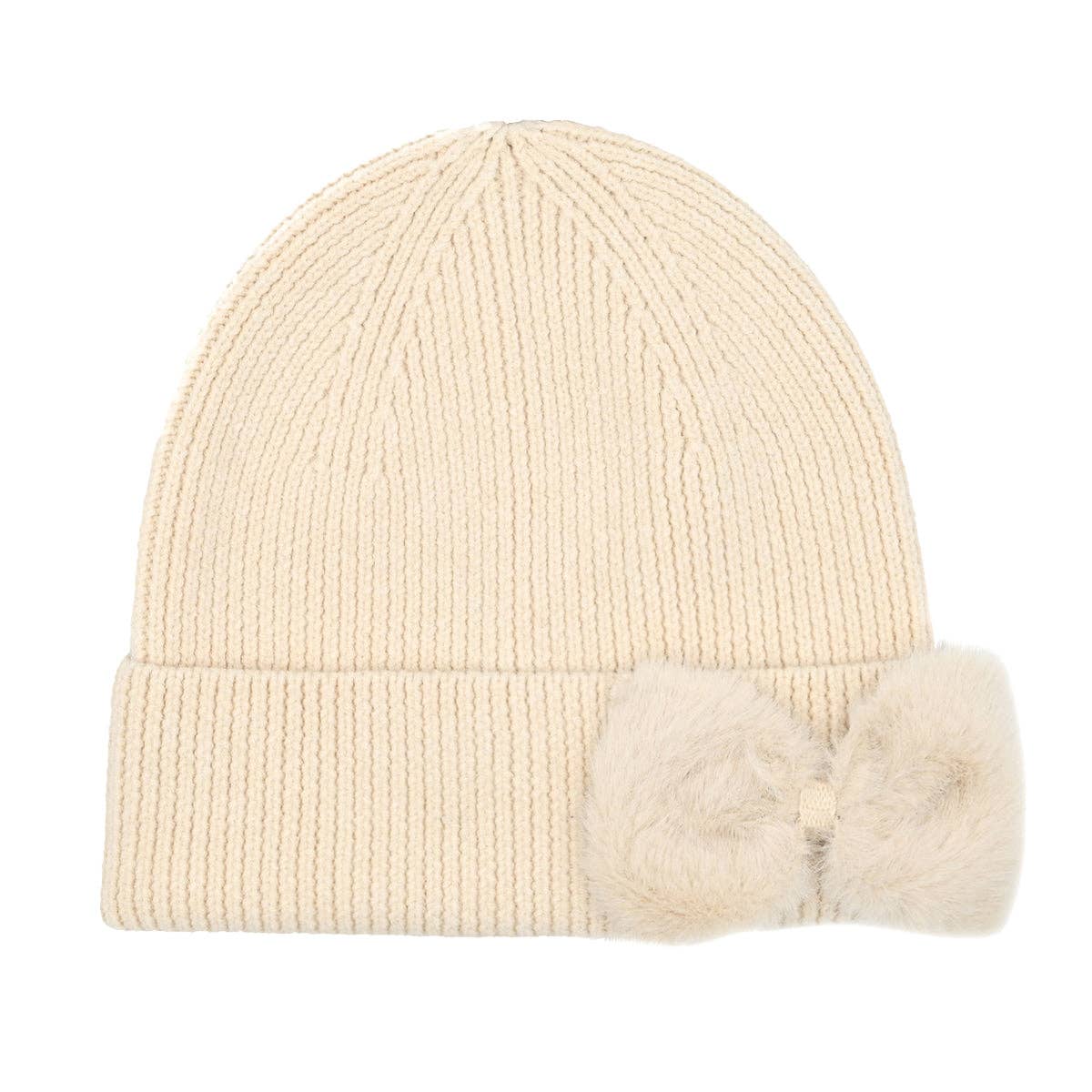 Faux Fur Ribbon C.C Beanie