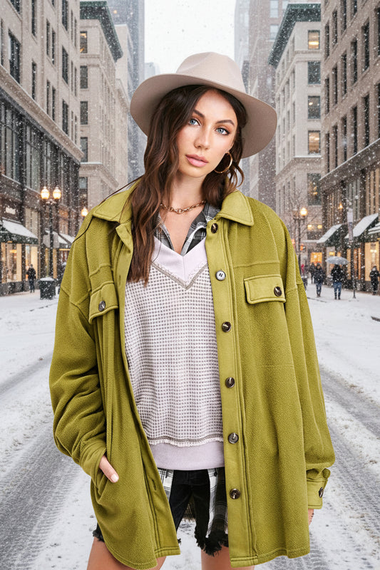 La Miel Button Down Fleece Shacket