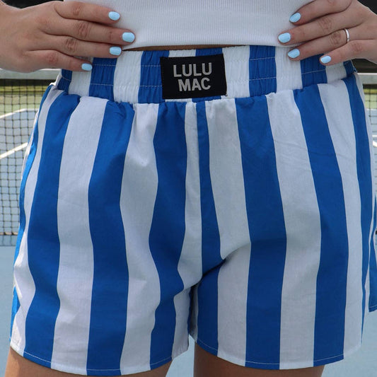 Lulu Mac blue stripe boxer shorts for women