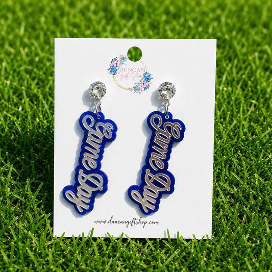Game Day Blue & Silver Acrylic Earrings