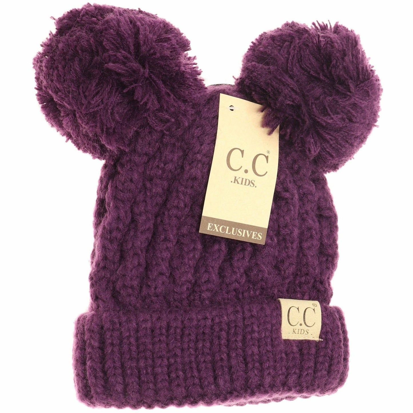 Kids Solid Double Pom CC Beanies