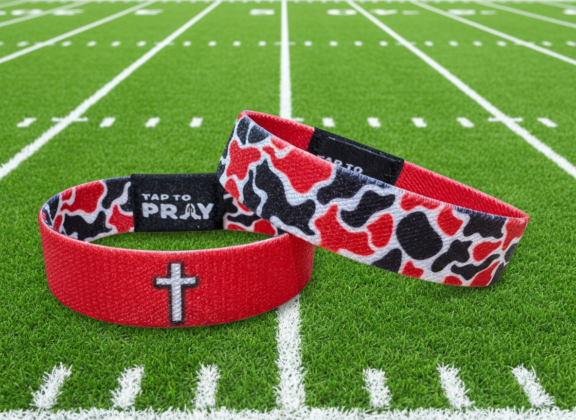 Versible Tap To Pray Wristband-Red & Black Team Camo