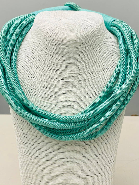Mint Cotton Rope Statement Necklace