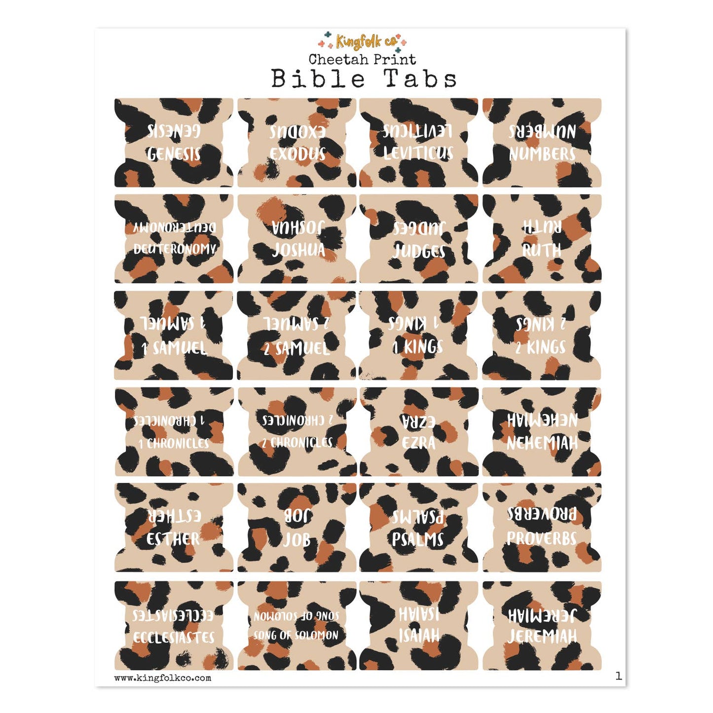 Cheetah Print Bible Tabs Stickers