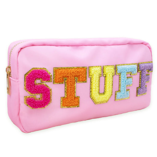 STUFF Chenille Letter Travel Makeup Pouch