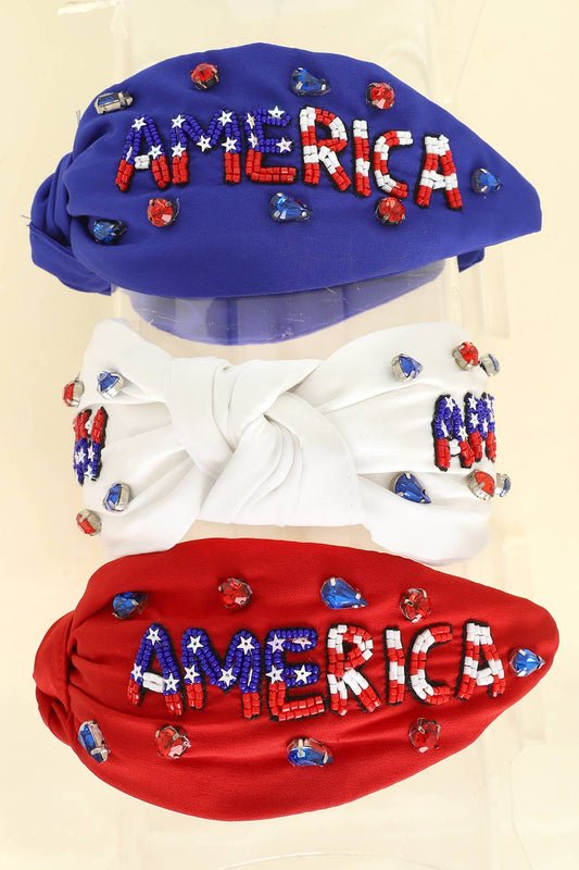 Patriotic America Beaded Lettering Headband