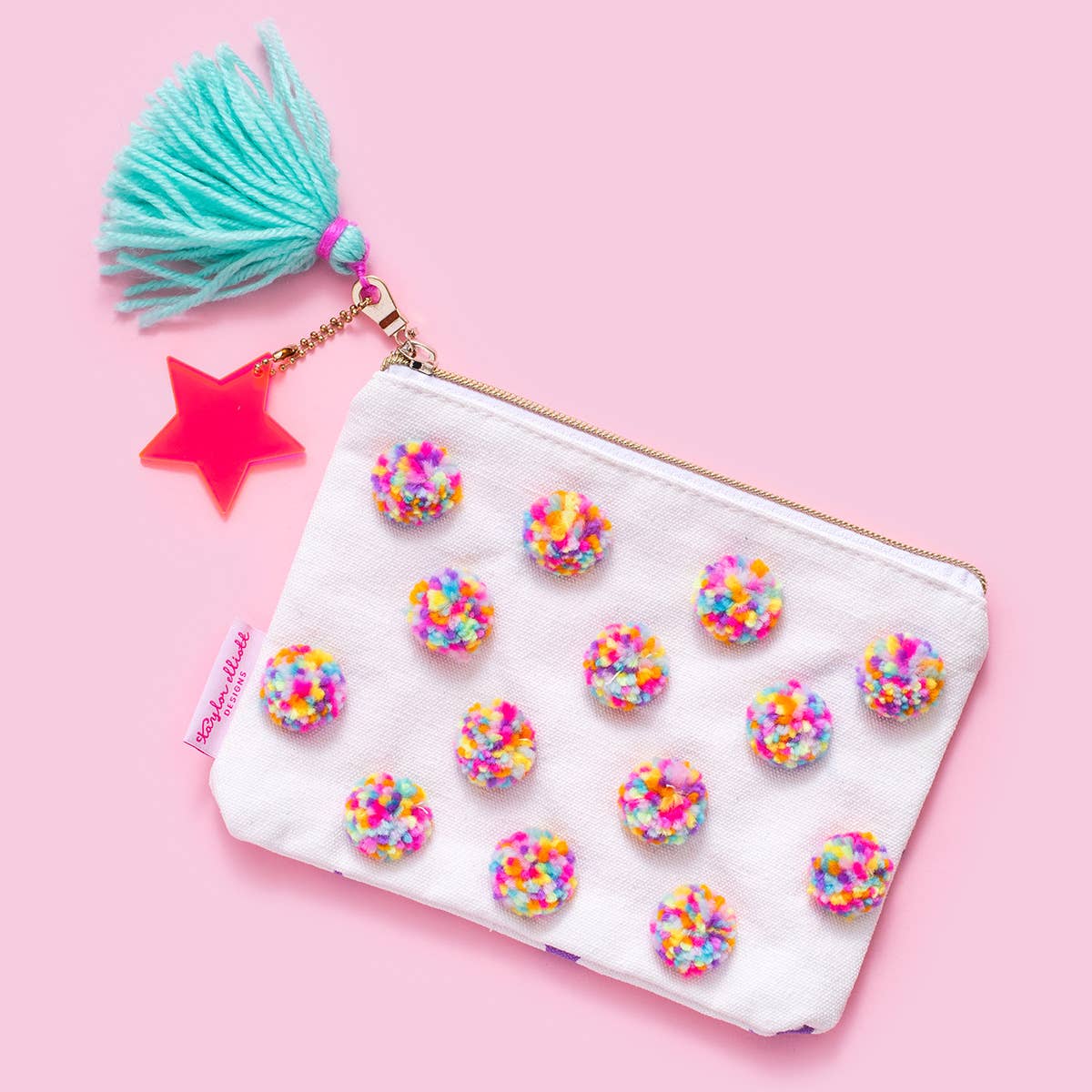 Pouch - Multi-Colored Pom-Pom - Medium